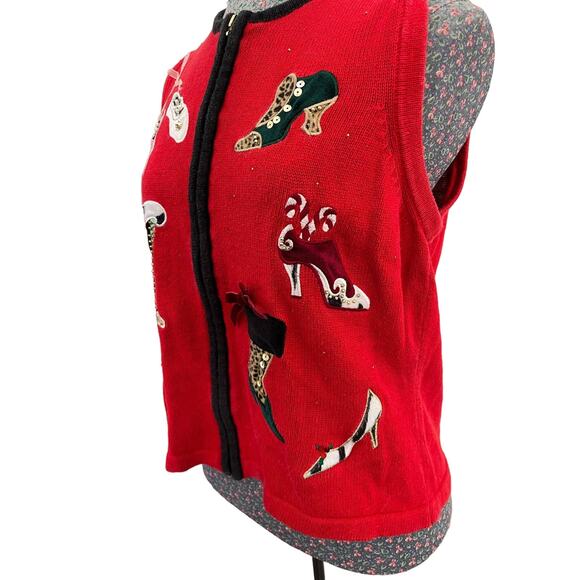 MERRY & BRIGHT Women's Christmas Sweater Vest Petite Medium - Picture 4 of 8